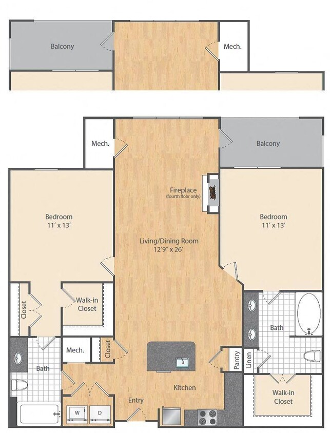Floor Plan - 2 Bed/2 Bath-B2-B5-B7