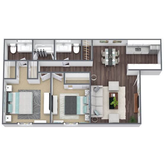 Floor Plan - Two Bedroom One and One Half Bath