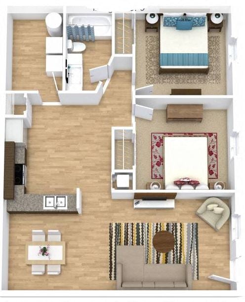 Floor Plan - 2Bed 1 Bath