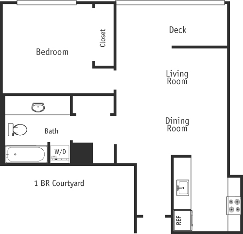 Floor Plan - 1 Bed Courtyard 600