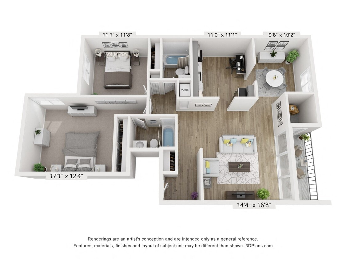 Floor Plan - C - 2BR 2BA (1065sf)