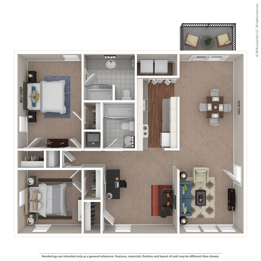 Floor Plan - 2 Bedroom 2 Bathroom 
