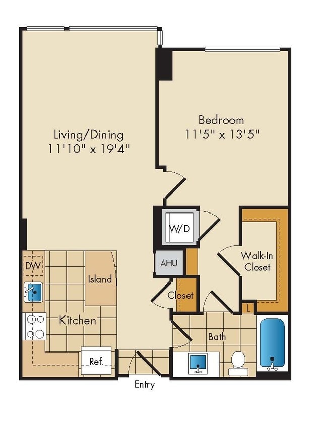 Floor Plan - 1 Bed 1 Bath-A11b