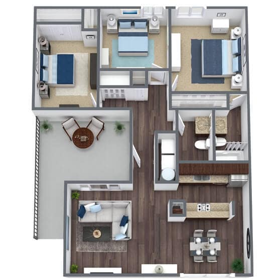 Floor Plan - 3 Bed  2 Bath