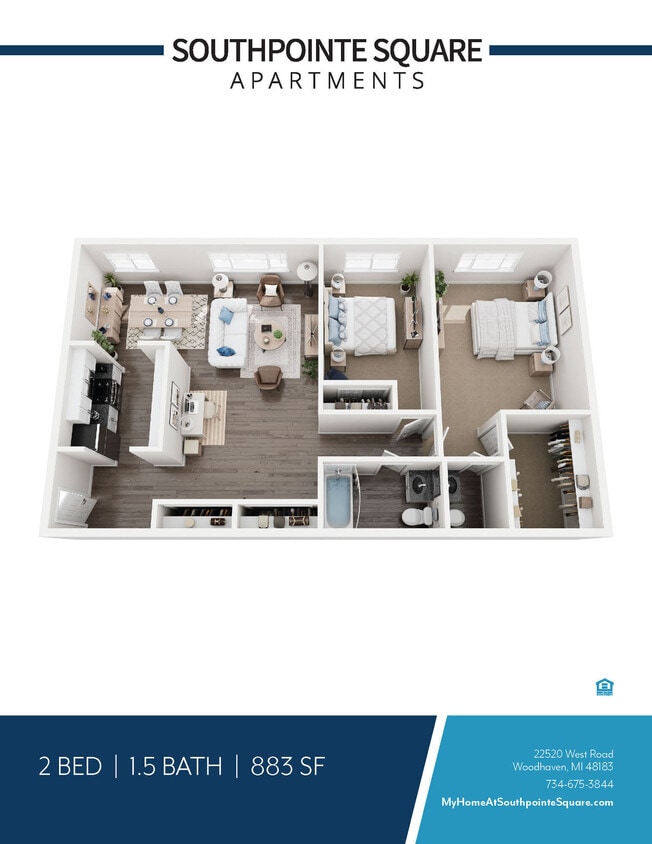 Floor Plan - 2 BEDROOM 1.5 BATH