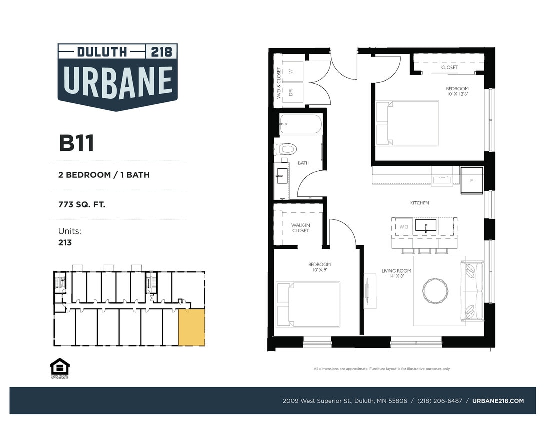 Floor Plan - B11 - 2 Bed / 1 Bath Income Restricted - 70%