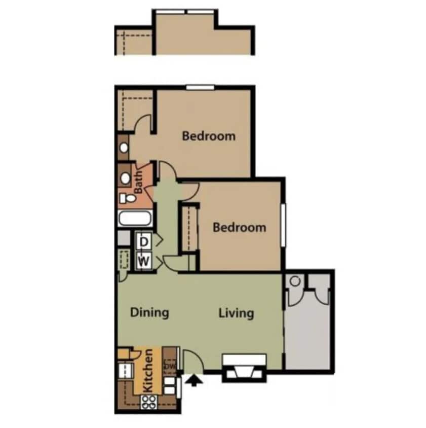 Floor Plan - 2 Bed 1 Bath C