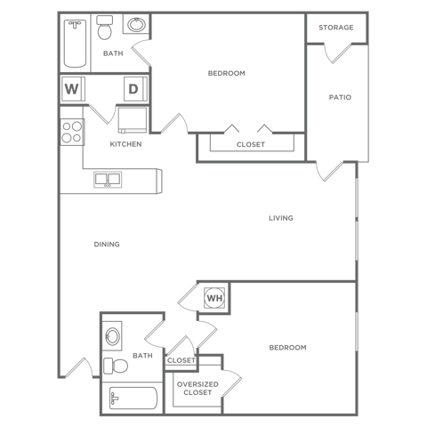 Two Bedroom Two Bath (1050 SF) - Two Bedroom Two Bath (1050 SF)