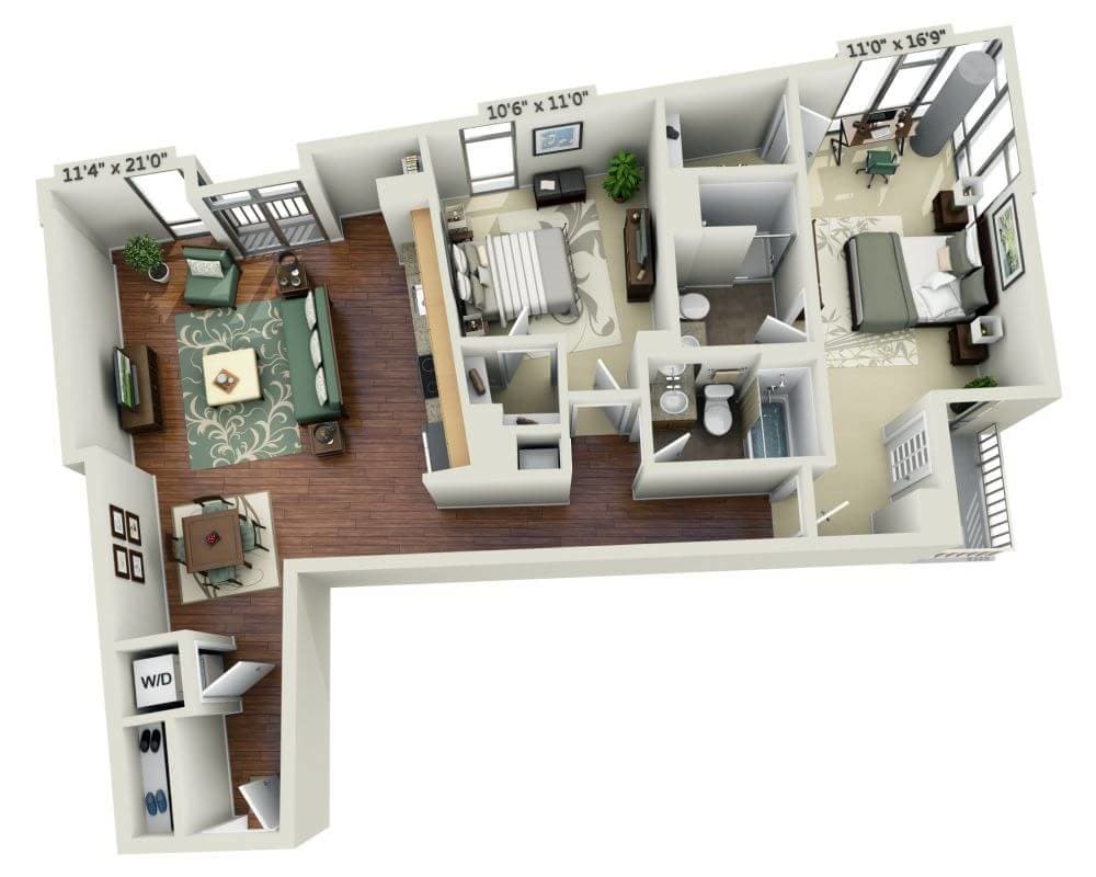 Floor Plan - Two Bedroom B2H