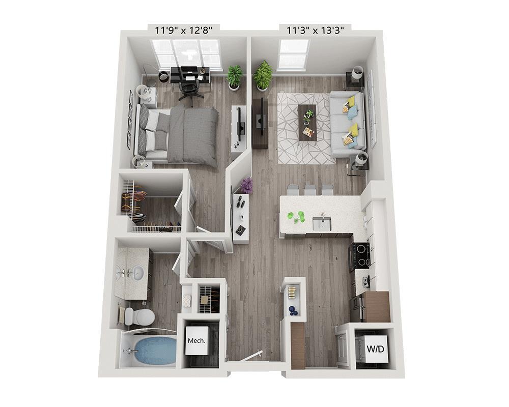 Floor Plan - One Bedroom A1F