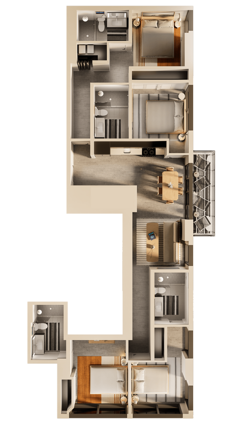Floor Plan - North Shore 4 - Single Bedroom, Shared Apt