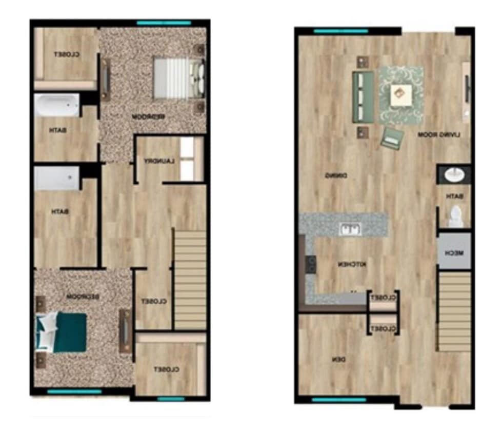 Floor Plan - Two Bedroom Townhome
