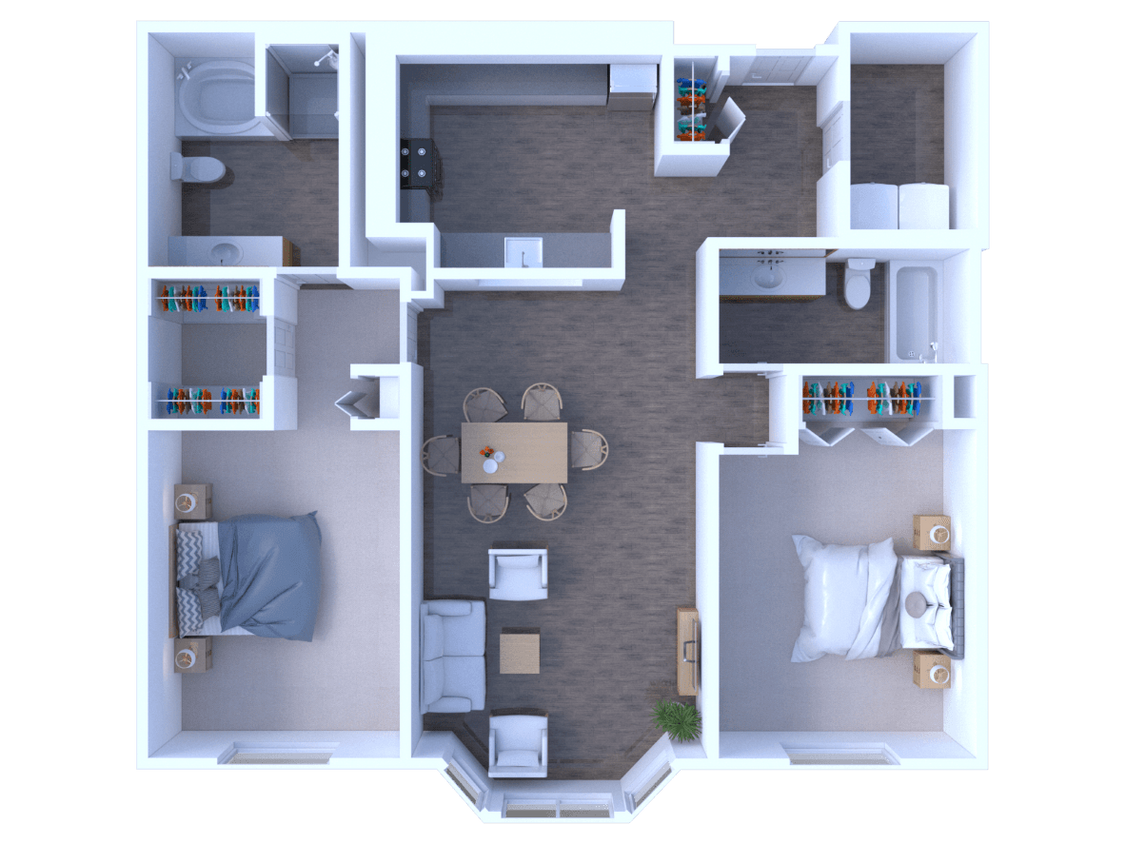 Floor Plan - 2 Bedrooms Floor Plan B2R