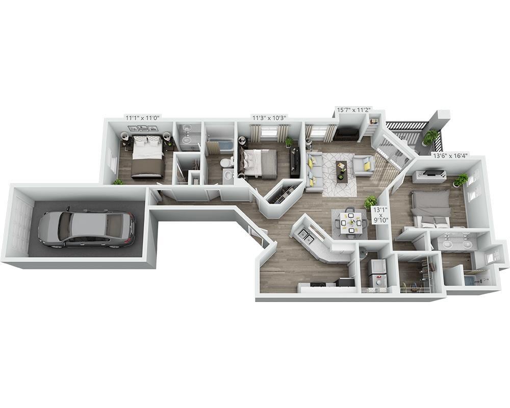 Floor Plan - Three Bedroom C2C