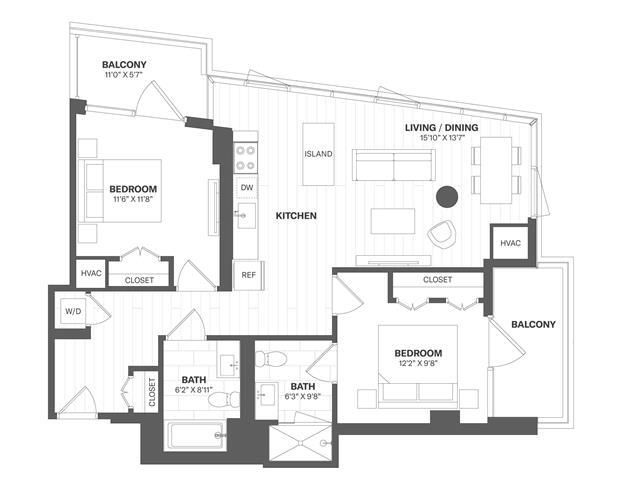 Floor Plan - 2 Bed/2 Bath-b26