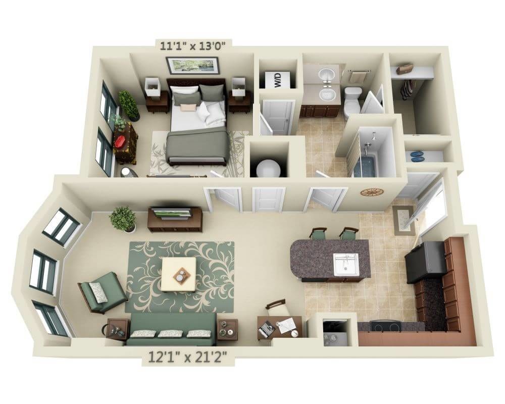 Floor Plan - One Bedroom A1F
