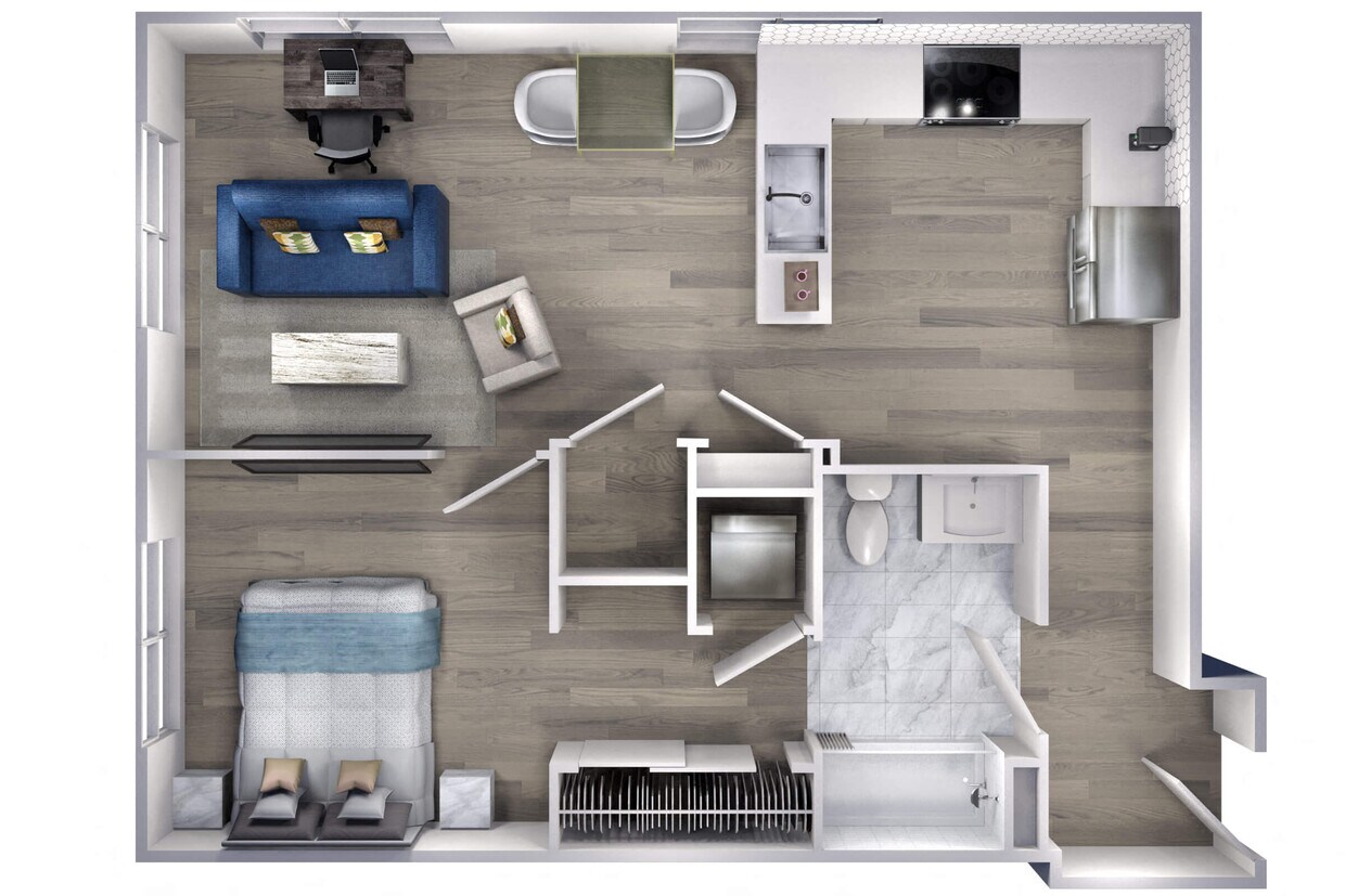 Floor Plan - Avenue F | 1 Bed/1 Bath-A4
