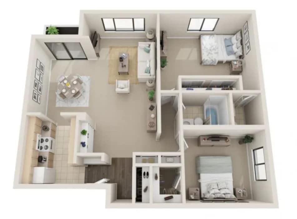 Floor Plan - Two Bedroom 1.5 Bath