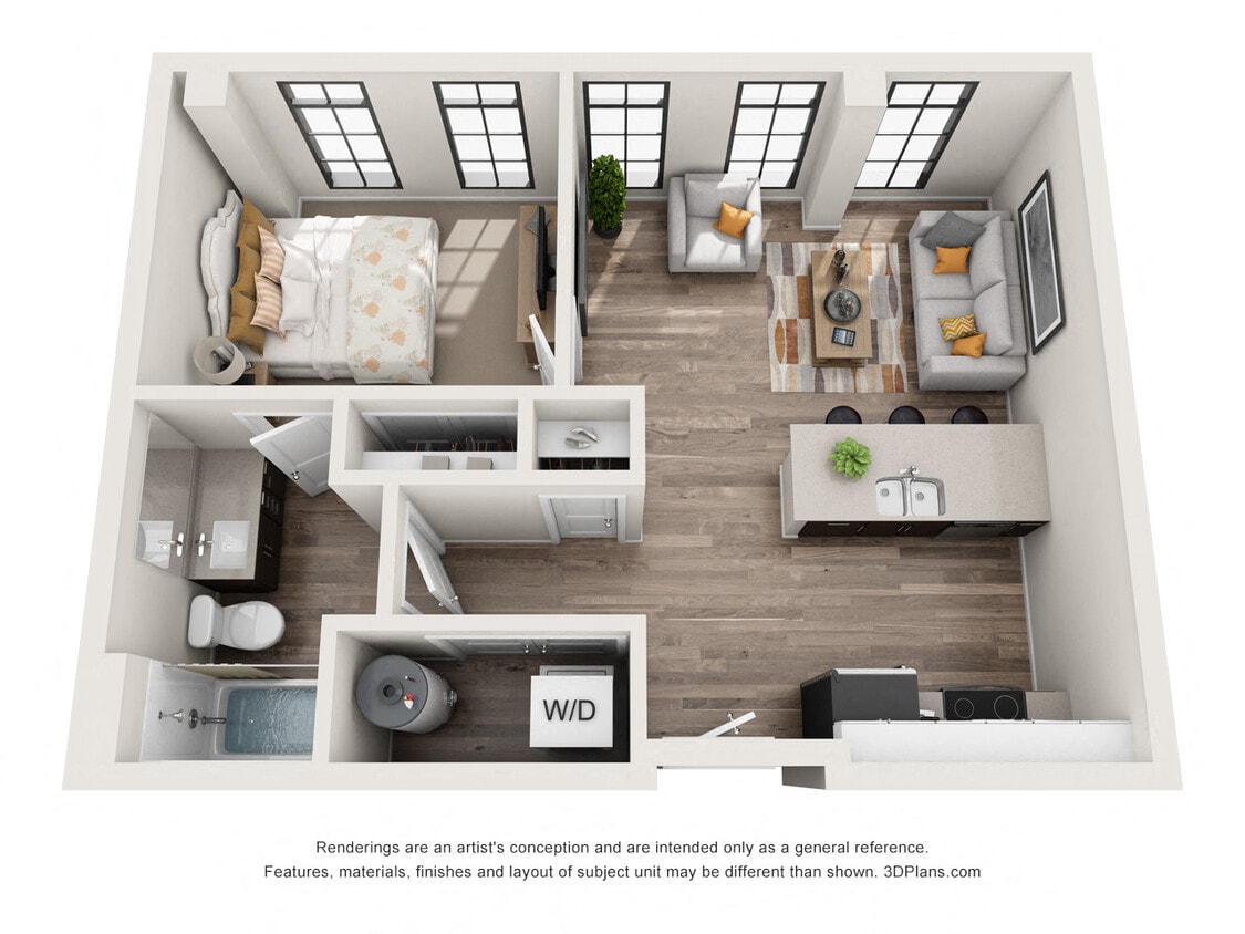 Floor Plan - 1 Bedroom 1E