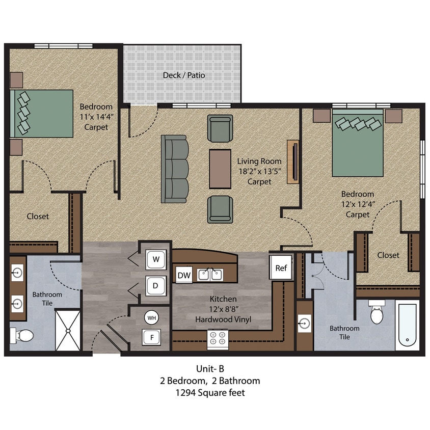 Floor Plan - 2 Bedroom Unit B