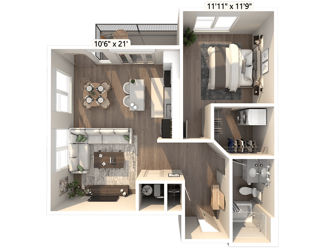 Floor Plan - A5 1 Bed 1 Bath