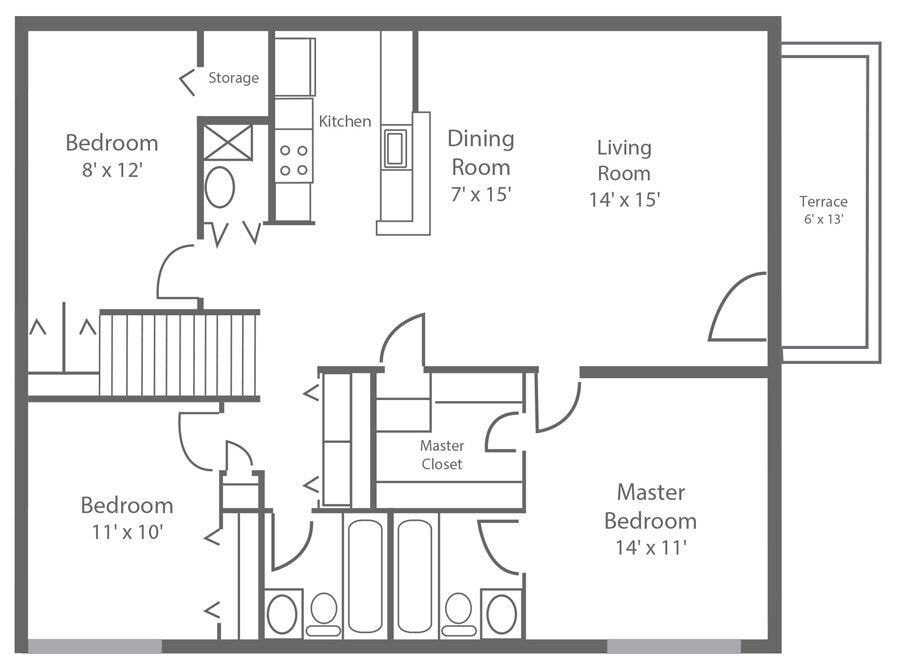 Floor Plan - 3 Bed | 2 Bath