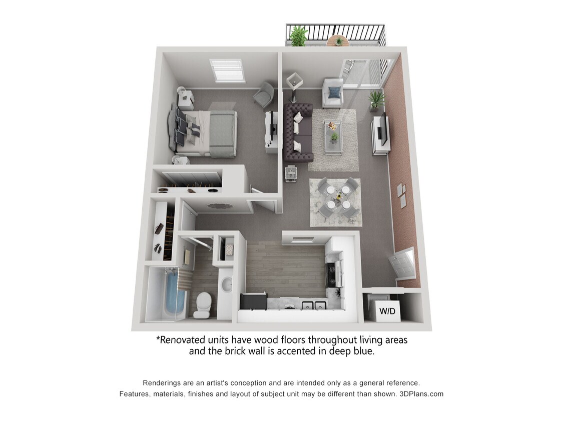 Floor Plan - 1 Bedroom Semi - Call For Availability
