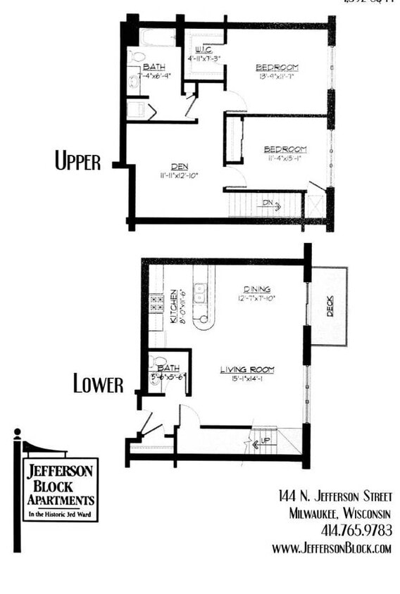2 Bed + Den / 1.5 Bath - 1,392 SF - 2 Bed / 1.5 Bath + Den - 1,392 SF