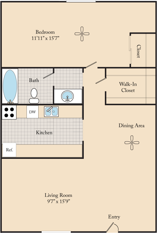 Floor Plan - 1 Bed / 1 Bath A1
