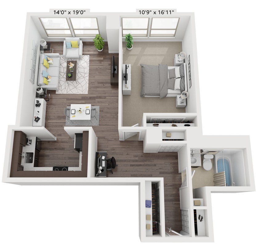 Floor Plan - ONE BEDROOM FIVE