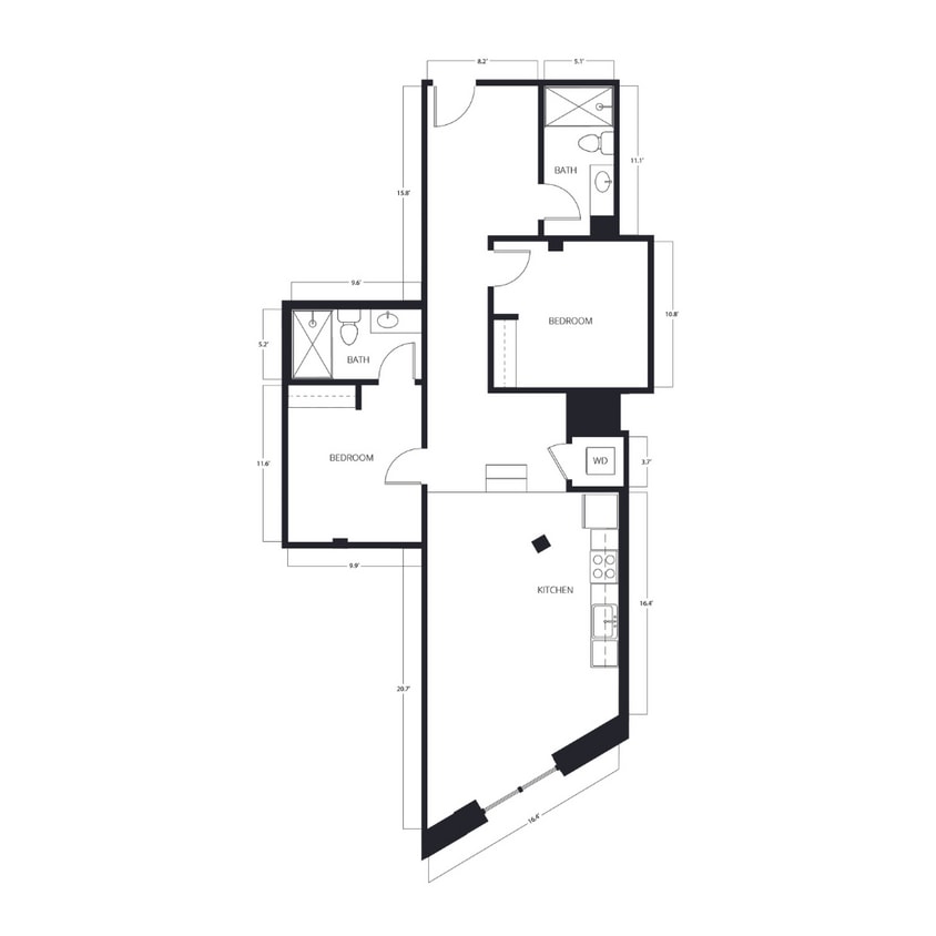 2 Bed | 2 Bath | 875-884 SQ FT - C1-LIB