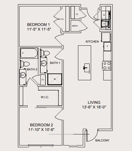 Floor Plan - Two Bedroom - Full House