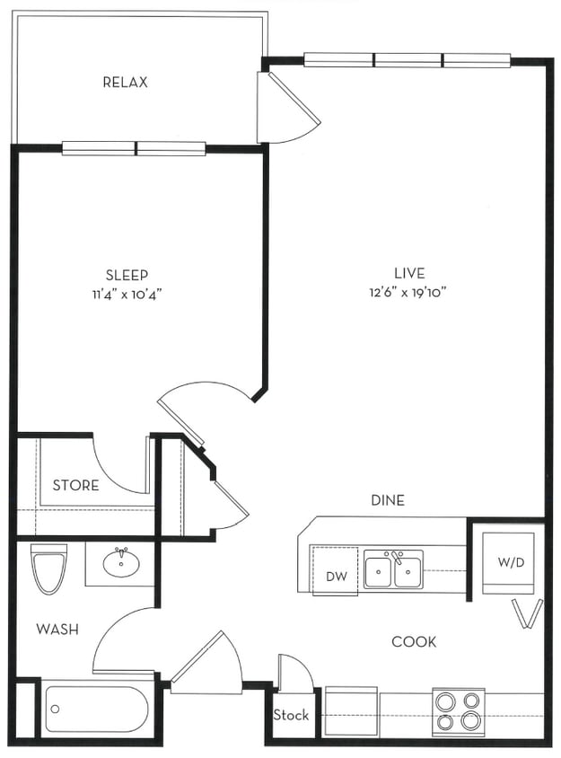 Floor Plan - 1x1 B - Standard