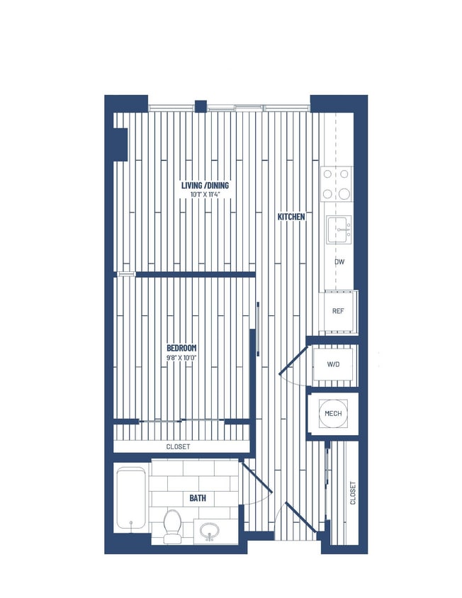 Floor Plan - 1 Bed/1 Bath Junior-HJR1B