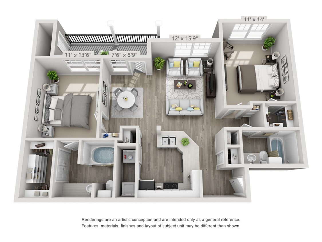 Harlowe_B1_2b 2b 1151 sqft - B1 Tailored