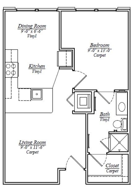 Floor Plan - A2 One Bedroom