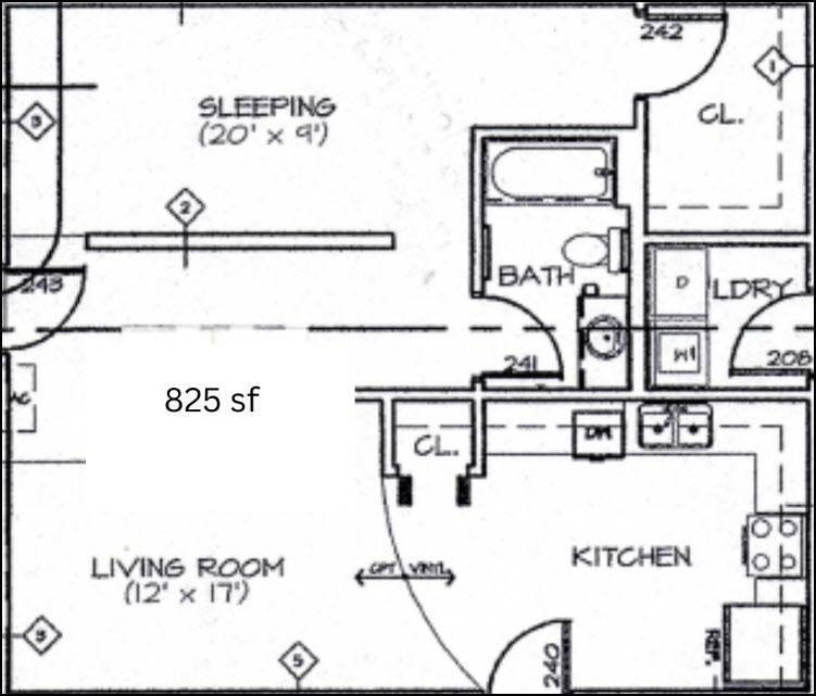 Floor Plan - CP5 - 1 Bed/1 Bath | 825 SF