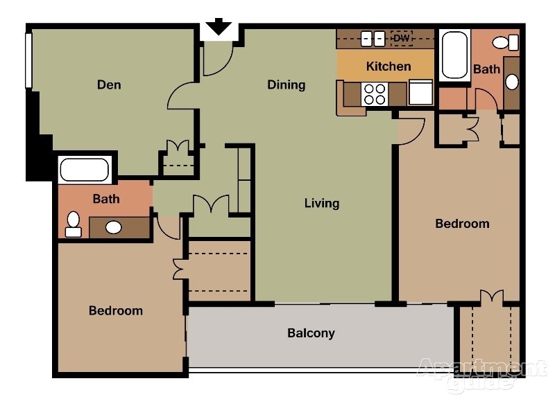 Plumeria 2/den - 2 Bedroom 2 Bath Den
