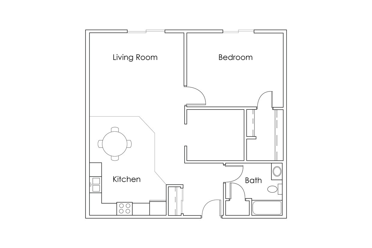 Floor Plan - 1 Bedroom 1 Bathroom 880 - K