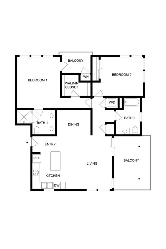 Floor Plan - 2BD, 2BTH B7