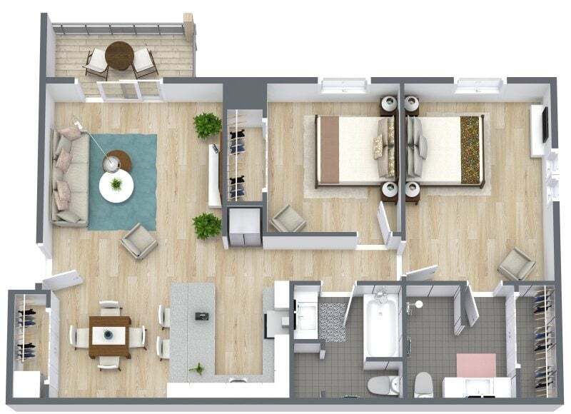 Floor Plan - Two Bedroom Two Bath
