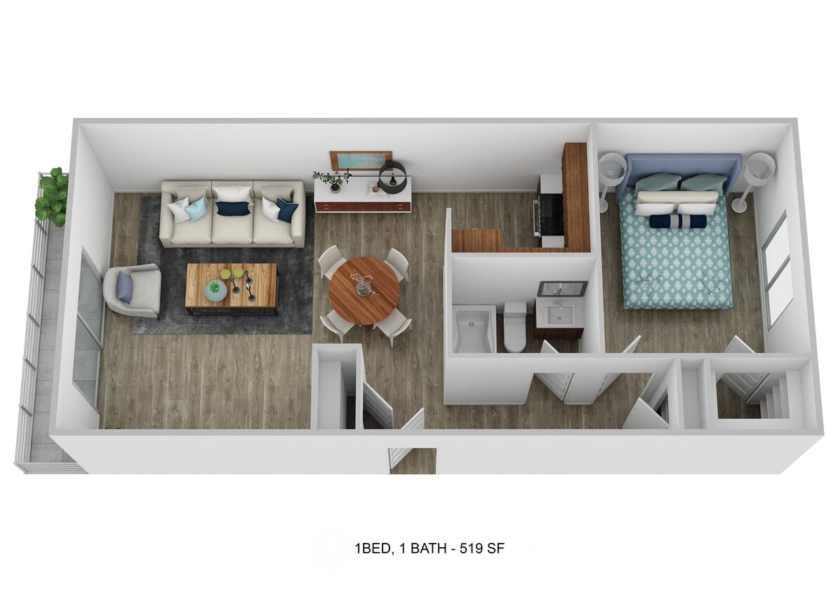 Floor Plan - One Bedroom One Bath