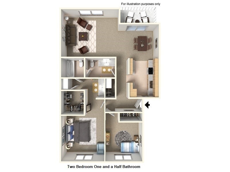 Floor Plan - 2 bed 1.5 bath