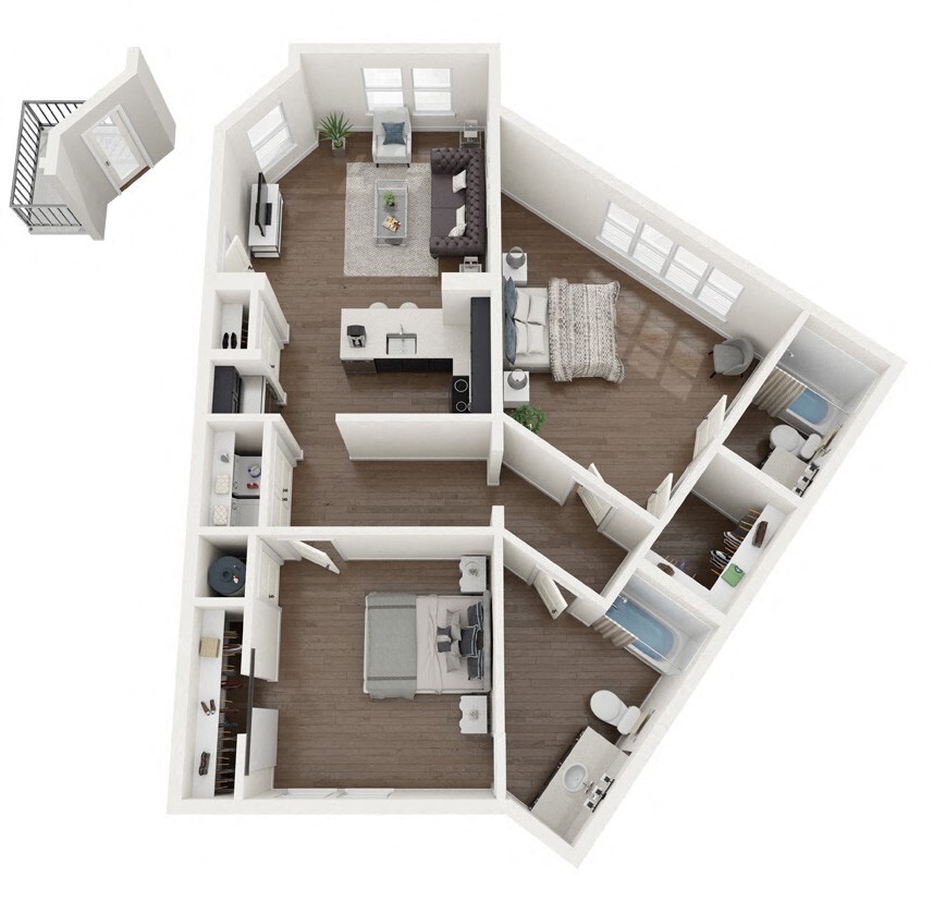 Floor Plan - 2J-B BALCONY