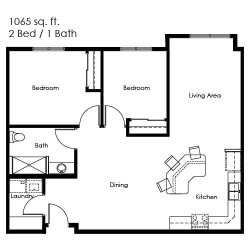 2 Bed 1 Bath | 1065 sqft - 2 Bed 1 Bath