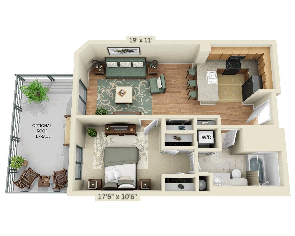 Floor Plan - 1 BEDROOM TOWER (A1F)