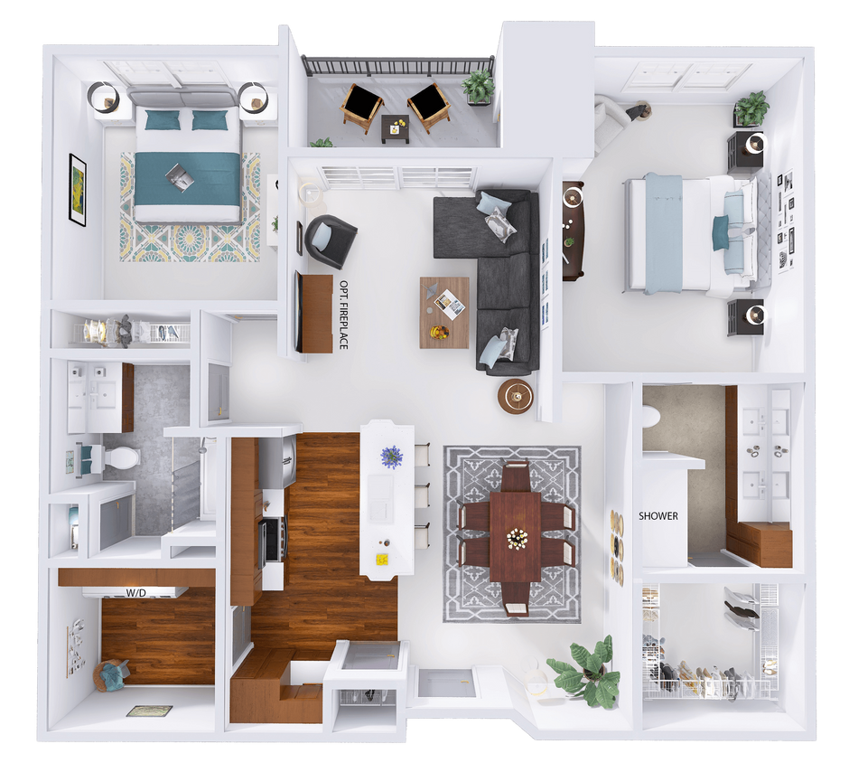 Floor Plan - NorthTown - C6 - 2 Bed - 2 Bath