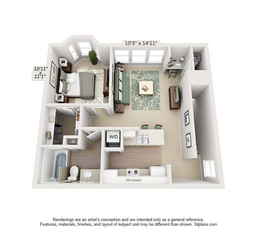 Floor Plan - 1 Bedroom Luxury Garage