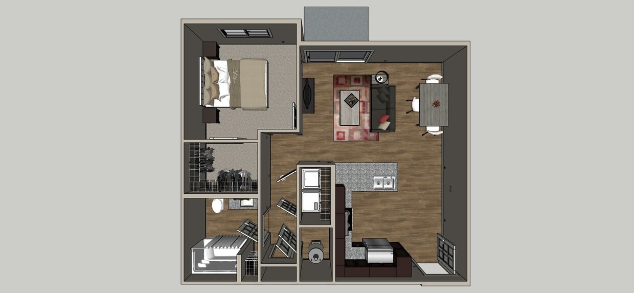 Floor Plan - 1 Bedroom Kitchen Island (1) - 3rd Floor