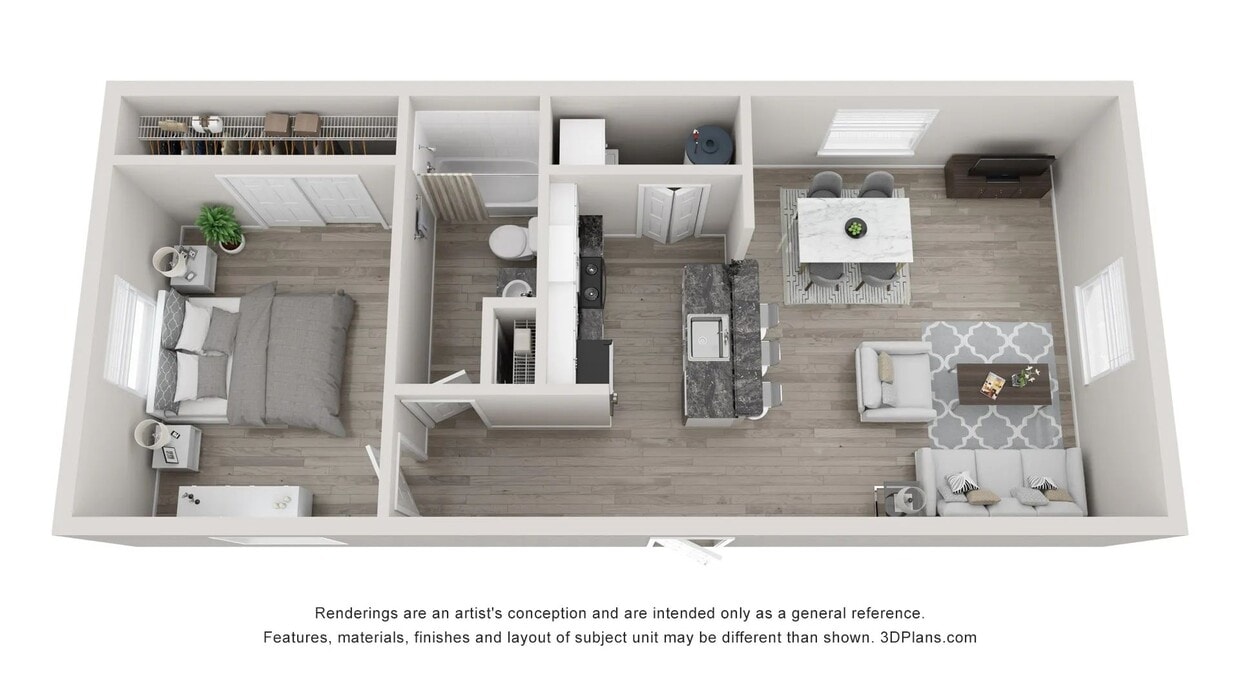 A 3D floor plan rendering of The Sabal Palm. - The Sabal Palm